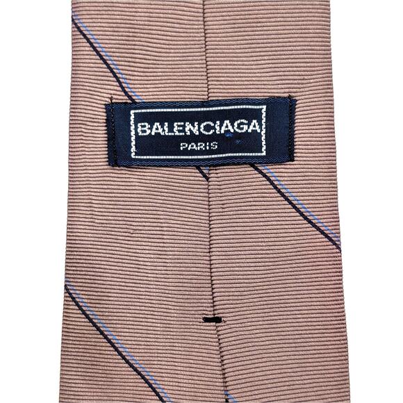 Vintage Balenciaga Paris Silk Repp Tie Diagonal Stripes Understated Made in USA - Picture 2 of 9